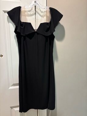 Black Ruffle Sleeve Women's Dress with unique sheer enhancements